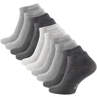 STARK SOUL 10 Paar Essentials Sneaker Socken, Baumwolle, Grautöne, Gr. 39-42