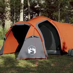 Campingzelt 3 Personen Grau & Orange 370x185x116 cm 185T Taft