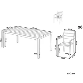Beliani Gartenmöbel Set Schwarz 6-Sitzer Minimalismus