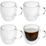 Intirilife 4x Doppelwandiges Thermo Glas Set in 100 - 150ml – Thermoglas Thermogläser Mundgeblasen isoliert Latte Macchiato Espressoglas Teeglas Kaffeeglas