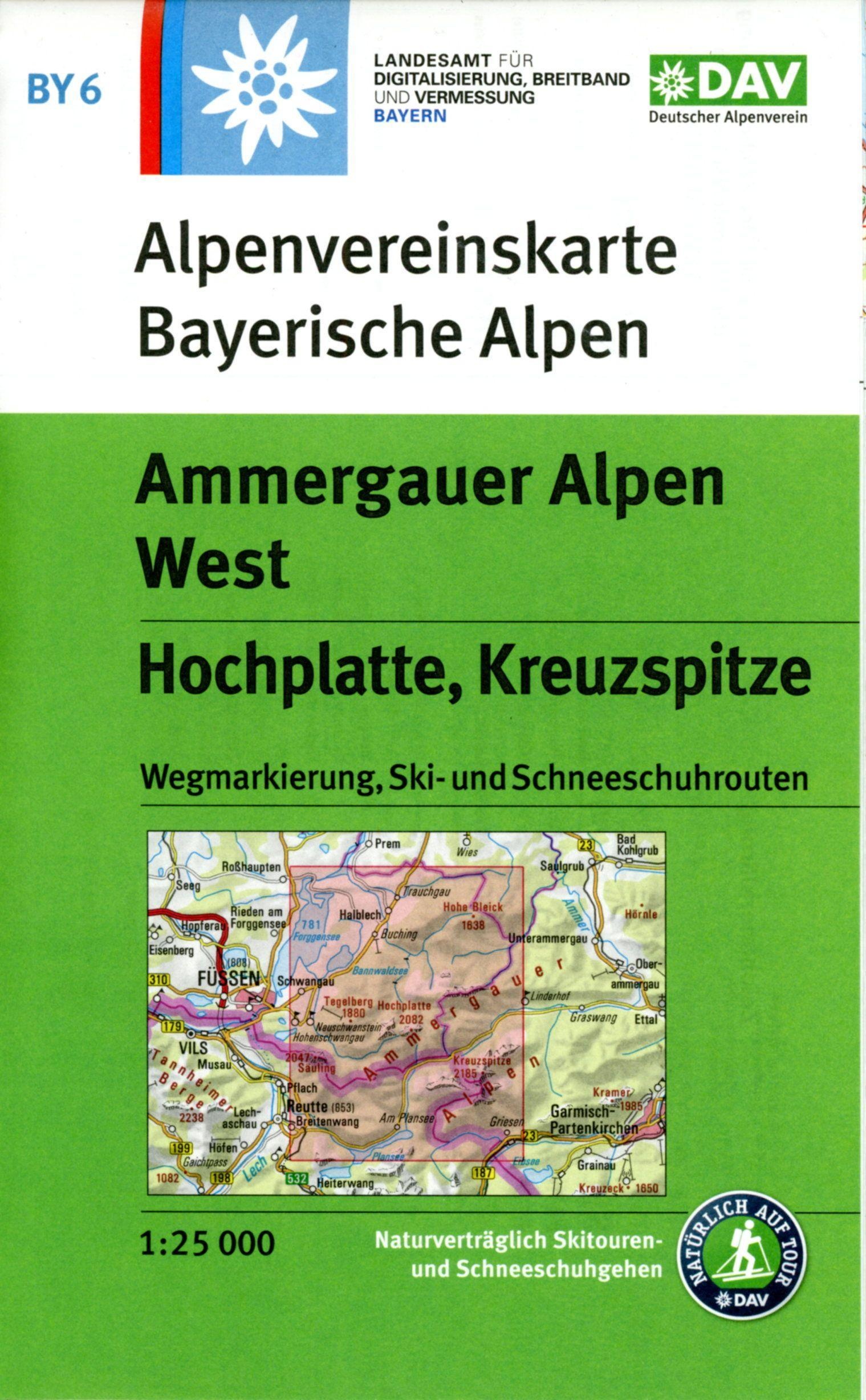 Ammergauer Alpen West  Hochplatte  Kreuzspitze  Karte (im Sinne von Landkarte)