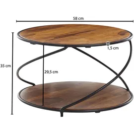 Wohnling Couchtisch Sheesham Braun 58 x 58 x 35 cm