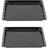ICQN Backblech 445 x 375 x 25 mm Set, 2x Emailliert Fettpfanne, Passend für Whirlpool, Ignis, Bauknecht, Indesit, Algor, Neckermann, Lloyds, Rostfrei