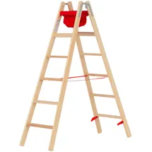 Hymer Holz-Stufenstehleiter 2x6 Stufen Länge 1,80 m beidseitig begehbar
