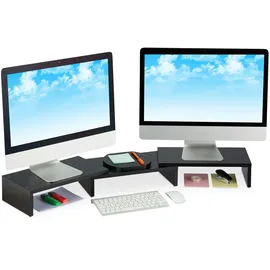 Relaxdays Monitorständer für 2 Monitore verstellbar Schwarz