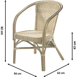 Kobolo Rattansessel VALENCIA Korbsessel 56 x 71 x 82 cm braun
