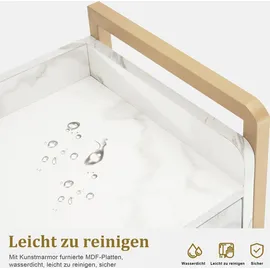 MCombo M MCombo Servierwagen mit Rollen & 3 Schubladen, Friseurwagen Rollwagen, Salon Trolley mit 2 Ablagen & Föhnhalter, Moderner Arbeitswage... - Weiß