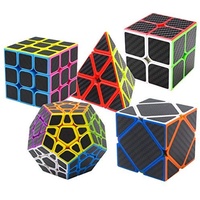 Coolzon Zauberwürfel Geschenkset 5 Pack Pyraminx + Megaminx + 2x2x2 + 3x3x3 + Skewb mit Geschenkbox Neue Geschwindigkeits Carbon Faser Aufkleber