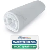 AM Qualitätsmatratzen Lyocell Matratzenbezug 180x200 für 16 cm Kernhöhe - Made in Germany & Oeko-TEX Siegel - Allergiker Matratzenbezug 180x200 mit 4 seitigem Reißverschluss - 60 Grad waschbar