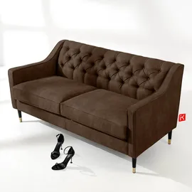 konsimo® Chesterfield Sofa 2-Sitzer Braun