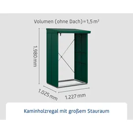 Hörmann Kaminholzregal Elegant-V Metall 123 x 103 x 198 cm moosgrün