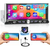 2+64G Android 13 Autoradio 1 Din mit Navi Wireless Carplay Android Auto Bildschirm 6,9 Zoll Touch Display Auto Radio mit Navi GPS WiFi BT FM RDS Rückfahrkamera