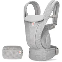 Ergobaby Omni Deluxe All-in-One Babytrage für Neugeborene ab Geburt bis 20kg, Ergonomische 4-Positionen Mesh Babytrage Rückentrage Baby-Tragetasche, Pearl Grey