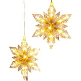 Hi 2er Set LED Weihnachtssterne Weihnachtsdekoration Christmas Stars - Transparent