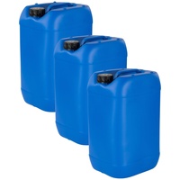 kanister-vertrieb® 3 Stück 25 L Kanister Wasserkanister Kunststoffkanister blau BPA frei DIN61+ Etiketten