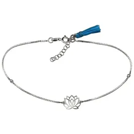 F Fußkette 925 Silber Lotusblüte + Quaste weiß
