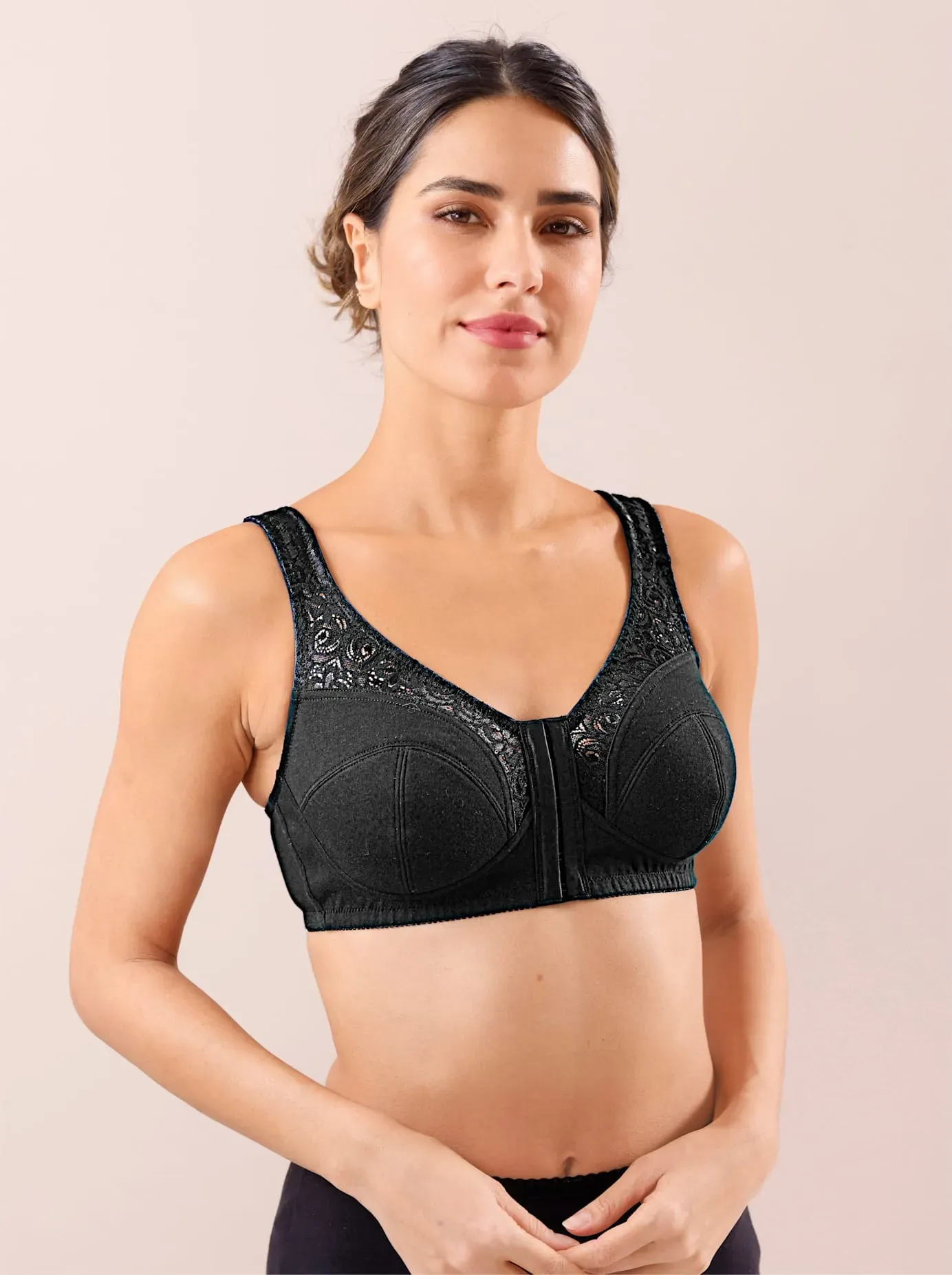Bügelloser BH SPEIDEL, Damen, Gr. 11,5, Cup D, schwarz, 95% Baumwolle, 5% Polyamid, BHs