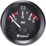 EQUUS 842060 Kfz Einbauinstrument Voltmeter Messbereich 9 - 17 V Standart Gelb, Rot, Grün 52 mm