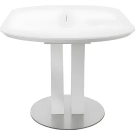 vente-unique Esstisch - 6-8 Sitzer - MDF und Edelstahl - weiß lackiert - Weiß