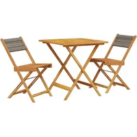 vidaXL 3-tlg. Bistro-Set Grau Polypropylen und Massivholz