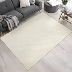 Teppich PACO HOME "Rotterdam 591", beige (creme), B:200cm H:4mm L:280cm, Polyester, Teppiche, Kurzflor, Uni Farben, Rauten Muster, 3D Effekt, weich & kuschelig