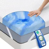 MKS Matratzen Topper 200x200 cm, 5cm Matratzentopper Gel-Memory-Schaum, Ergonomischer H4 mit kühlendes Gefühl, atmungsaktivem Bezug, Schlafkomfort wie auf Wolken