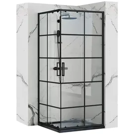 REA Concept Duschkabine 90 x 90 cm links schwarz transparent REA-K5478