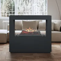 Noble Flame VENTURO [moderner Raumteiler Elektrokamin Opti-myst LED]: Schwarz