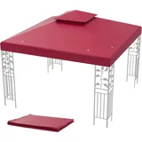 COSTWAY Pavillon-Ersatzdach 3x3m Ersatzdach, mit Klettverschlüssen rot