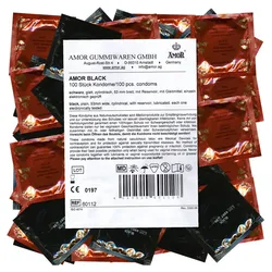 «Black» schwarze Kondome ohne Aroma, Maxipack (100 Kondome) 100 St