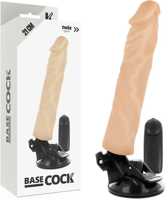 BASECOCK - Realistischer Vibrator mit Fernbedienung Natur, 21 cm Ø 4 cm - Natur