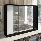 mebloland Schwebetürenschrank VIDA, 3-türig Schrank 200 cm mit Schubladen und Spiegel