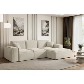 altdecor Ecksofa Velours 6-Sitzer Beige
