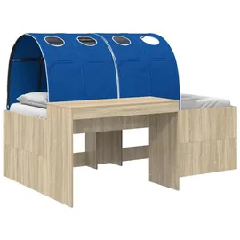 vidaXL Hochbett mit Schreibtisch 3 Stk. Eiche blau