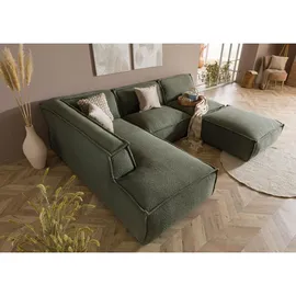 MASSIVMOEBEL24.DE Ecksofa, inkl. Hocker 285x220x79 Polyester grün RAVENNA