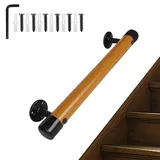 WWFFEN Holz Handlauf, 50.8cm Innentreppen Sicherheitshandlauf Treppe seitliche Montage, Buche Holzhandlauf Treppengeländer Rutschfest Sicher Barrierefrei, für Innen und Außen Handlauf,Jüngere/ältere