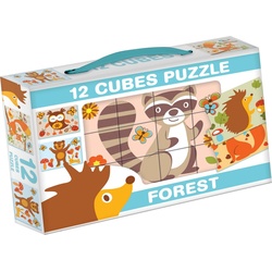 Dohany Würfelpuzzle Bilderwürfel 12-tlg. Kinderpuzzle Waldtiere, Puzzleteile bunt