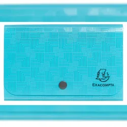 Exacompta 55499E 6x Kleine Fächermappe 11x18 cm, 6 Fächer aus Recycling-PP, Kollektion Pop'N Co - Cyan