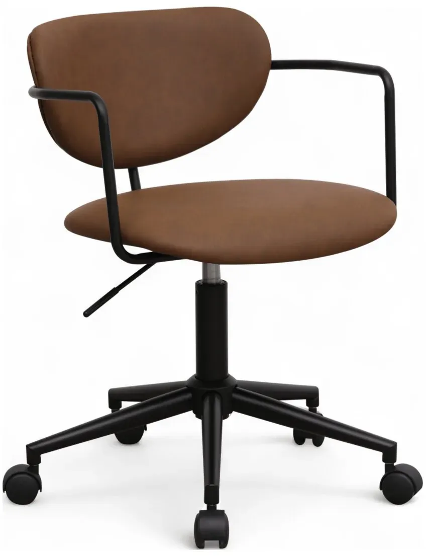 Bürostuhl Odila aus Kunstleder - Drehbar, Höhenverstellbar, Neigbar, Dunkelbraun