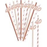 Trinkhalme zum 40. Geburtstag, 20 Stück Papier Geburtstag Strohhalme mit Zahlenausschnitten für Geburtstag Party Supplies, 4 Stile