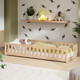 Kids Collective Jugendbett mit Rausfallschutz 90 x 200 cm Kiefer natur beige