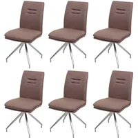 Mendler 6er-Set Esszimmerstuhl HWC-H70, Küchenstuhl Lehnstuhl Stuhl, Stoff/Textil Edelstahl