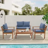 [en.casa] Gartenmöbelset 'Brittoli' 4-tlg. Akazienholz - Braun