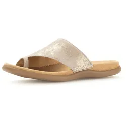 Dianette GABOR, Damen, Gr. 37, gold (goldfarben), Ziegenveloursleder, metallic, casual, Schuhe, Keilabsatz, Sommerschuh, Bequemschuh mit Zehenring