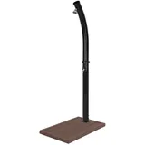 ML-Design Solardusche 20L 222cm rund Schwarz gebogen mit Bodenplatte Braun, Solar Gartendusche mit schwenkbarer Duschkopf, Außendusche Pooldusche