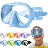 HINATAA Schnorchelset Erwachsene, Macaron Rahmenlose Taucherbrille, 180° Ultra Weitsicht Anti Nebel Schnorchelmaske, Anti-Leck Professionelles Tauchmaske, Schwimmbrille Frauen Männer (Blau)