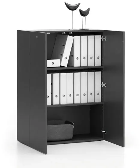SEGMENT Bürounterschrank, abschließbar, 2 Einlegeböden, 840 x 370 x 1140 mm, graphit