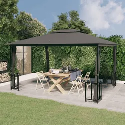 Pavillon mit Seitenwänden & Doppeldach 3x4 m Anthrazit