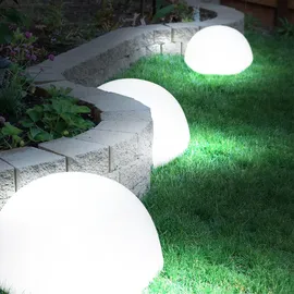 ETC Shop Solarleuchte Halbkugel Kugelleuchte Solar Außen Gartendeko Halbkugel, weiß, LED Leuchtmittel, d 20 cm, 2er Set