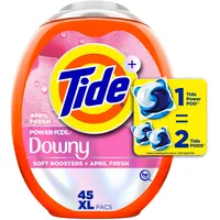 Tide Power PODs 2-in-1 Waschmittel-Kapseln mit daunenen, weichen Boostern, dauerhafte Frische mit April-Frische-Duft, 45 Stück